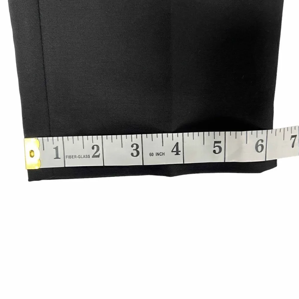 Vince Camuto Trouser Pants Satiny Black Side Zipper Ankle Slits Stretch Women 8